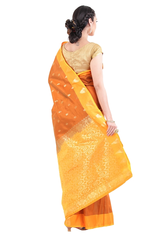 Picture of Sandal Colour Uppada Silk Saree with Brocade Design & Floral Motifs 